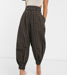 Брюки-галифе в клетку с ремнем ASOS DESIGN Petite-Мульти