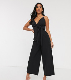 Комбинезон-кюлоты с драпировкой спереди ASOS DESIGN Petite-Черный