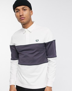 Серо-белое поло в стиле колор блок Fred Perry-Белый