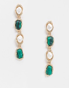 Золотистые серьги с жемчугом ASOS DESIGN-Золотой