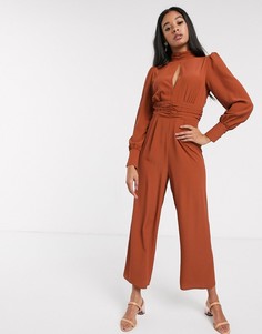 Комбинезон со сборками и разрезом спереди ASOS DESIGN-Красный