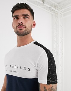 Темно-синяя футболка в стиле колор блок New Look-Темно-синий