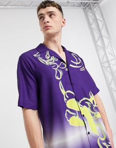 Фиолетовая рубашка с отложным воротником и принтом Vintage Supply Looney Tunes-Фиолетовый