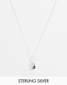 Серебряная цепочка с подвесками в виде замка и ключей ASOS DESIGN-Серебряный