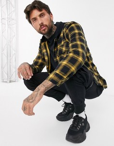 Свободная рубашка с капюшоном в желтую клетку Bershka-Желтый