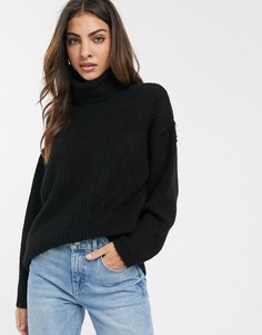 Пушистый джемпер со свободным воротом ASOS DESIGN-Черный