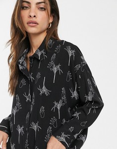 Монохромная короткая рубашка с длинными рукавами ASOS DESIGN-Мульти