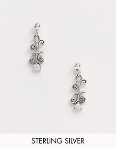 Серебряные серьги с готической тисненой подвеской ASOS DESIGN-Серебряный