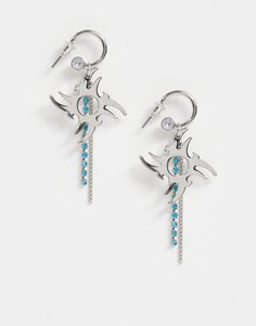 Серьги с синими камнями ASOS DESIGN-Серебряный