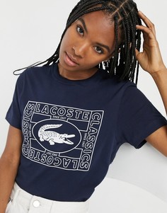 Oversize-футболка с принтом крокодила Lacoste-Темно-синий