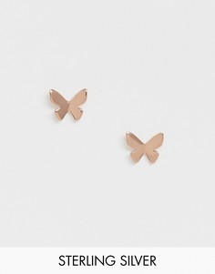 Позолоченные серьги-гвоздики с бабочками Olivia Burton-Золотой