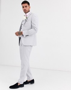 Серые брюки слим в клетку ASOS DESIGN wedding-Серый