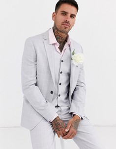 Серый приталенный пиджак в клетку ASOS DESIGN - wedding