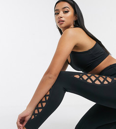 Леггинсы с сетчатыми вставками ASOS 4505 Petite-Черный