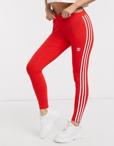 Леггинсы с 3 полосками adidas Originals-Красный