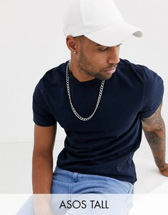 Темно-синяя органическая футболка с круглым вырезом ASOS DESIGN Tall-Темно-синий