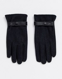 Темно-серые перчатки для сенсорных экранов с кожаными вставками ASOS DESIGN-Серый