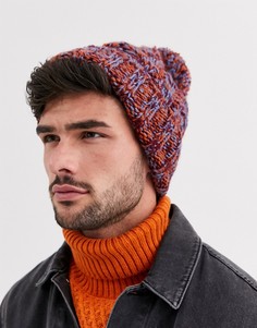 Разноцветная шапка-бини крупной вязки с помпоном ASOS DESIGN-Мульти