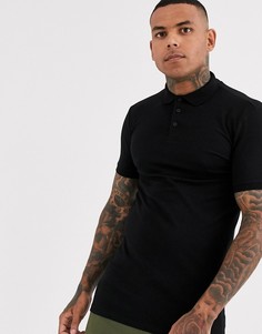 Черное обтягивающее поло из органического хлопка ASOS DESIGN-Черный