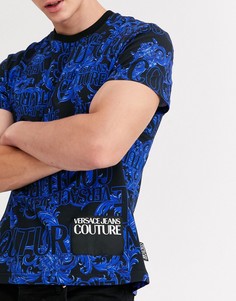 Футболка со сплошным барочным принтом Versace Jeans-Синий