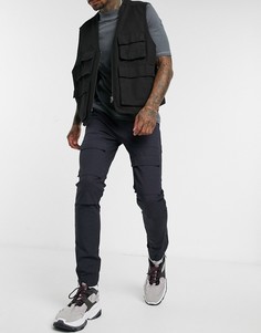 Темно-синие зауженные брюки карго с карманами на коленях и молниями ASOS DESIGN-Темно-синий