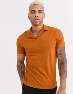 Оранжевое поло из органического хлопка с отложным воротником ASOS DESIGN-Коричневый