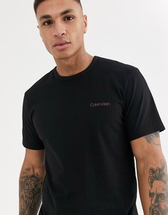 Черная хлопковая футболка с логотипом Calvin Klein-Черный