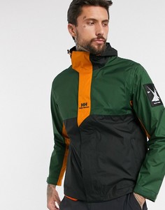 Дождевик цвета хаки с оранжевыми вставками Helly Hansen-Зеленый