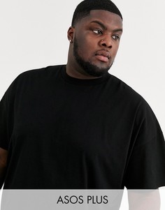 Черная oversize-футболка с круглым вырезом ASOS DESIGN Plus-Черный