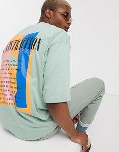 Oversize-футболка из органического хлопка с абстрактным принтом на груди и спине ASOS DESIGNt-Зеленый