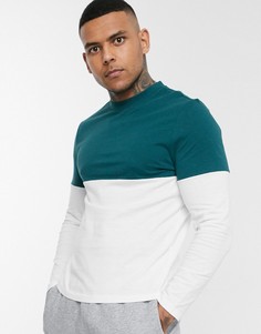 Белый лонгслив из органического хлопка с контрастной вставкой ASOS DESIGN