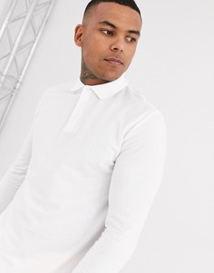 Белое поло с длинными рукавами из органического хлопка ASOS DESIGN-Белый