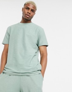 Темно-зеленая свободная длинная фактурная футболка от комплекта ASOS DESIGN-Зеленый