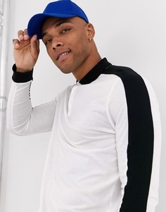 Белая футболка-поло с длинными рукавами и контрастными вставками ASOS DESIGN-Белый