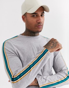 Серый лонгслив с контрастной отделкой из органического хлопка ASOS DESIGN