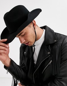Черная фетровая шляпа в ковбойском стиле ASOS DESIGN-Черный