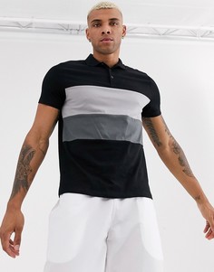 Черная футболка-поло в стиле колор блок из органического хлопка ASOS DESIGN-Черный