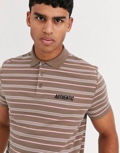 Свободное поло в полоску с принтом на груди ASOS DESIGN-Мульти