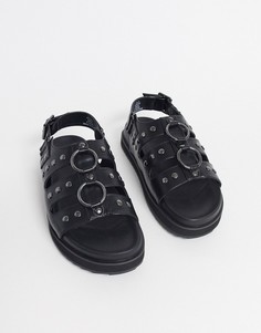 Сандалии на массивной подошве с отделкой заклепками ASOS DESIGN-Черный