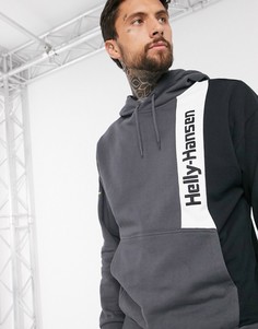 Черно-серый худи в стиле колор блок Helly Hansen Yu