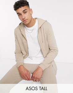Бежевый спортивный костюм с худи на молнии ASOS DESIGN Tall