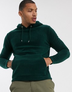 Худи из флиса темно-зеленого цвета ASOS DESIGN-Зеленый