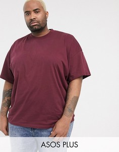 Бордовая oversize-футболка с круглым вырезом ASOS DESIGN Plus-Красный