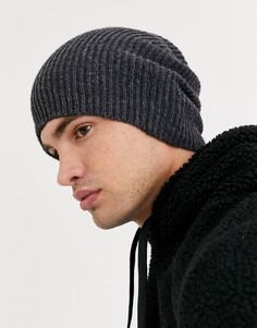 Темно-серая шапка-бини ASOS DESIGN-Серый