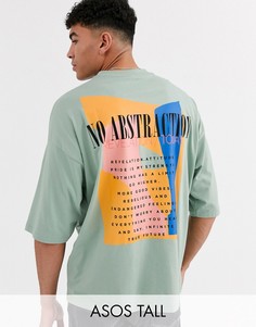 Oversize-футболка из органического хлопка с принтом ASOS DESIGN Tall-Зеленый