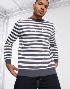 Свитшот в полоску с надписью ASOS DESIGN-Черный