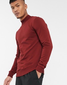 Бордовый обтягивающий свитшот с высоким воротом ASOS DESIGN-Красный