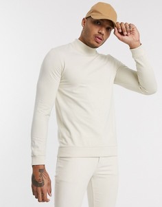Бежевый обтягивающий свитшот с высоким воротником ASOS DESIGN