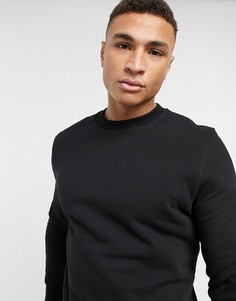 Черный свитшот с отделкой в рубчик ASOS DESIGN