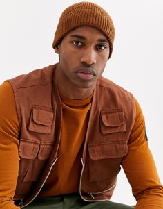 Шапка-бини табачного цвета ASOS DESIGN-Светло-коричневый